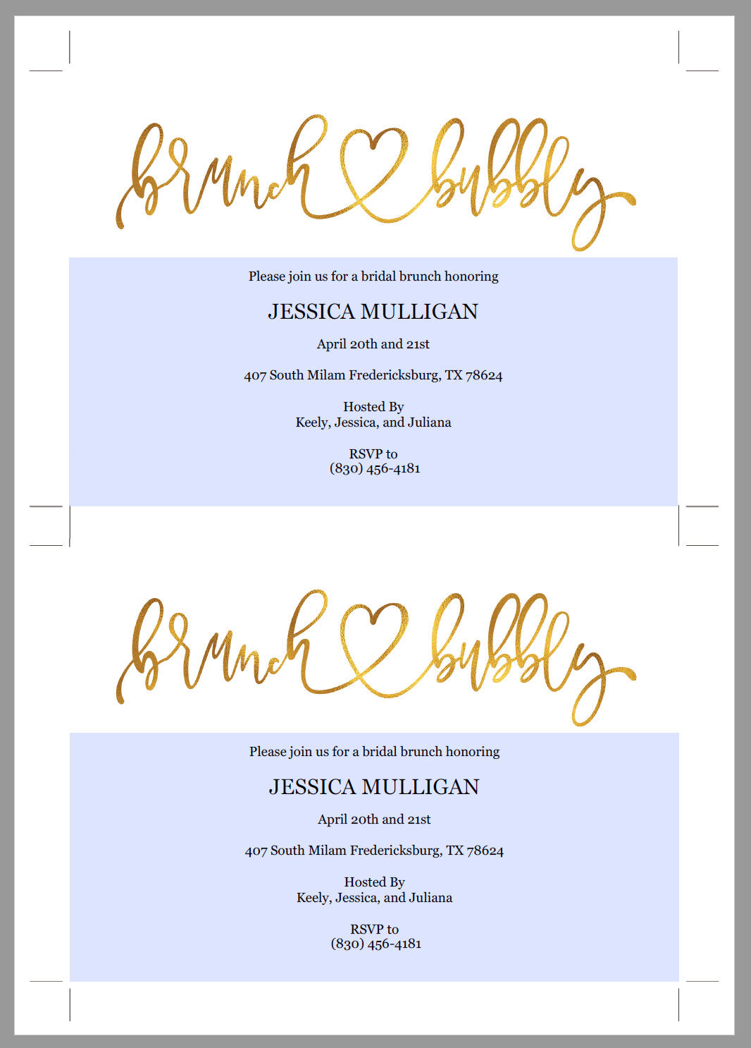 Gold Brunch and Bubbly Bridal Shower Invitation Instant Download Printable Editable Template DIY Bridal Shower Invite - JESSICA SHOWERS | BACHELORETTE SAVVY PAPER CO