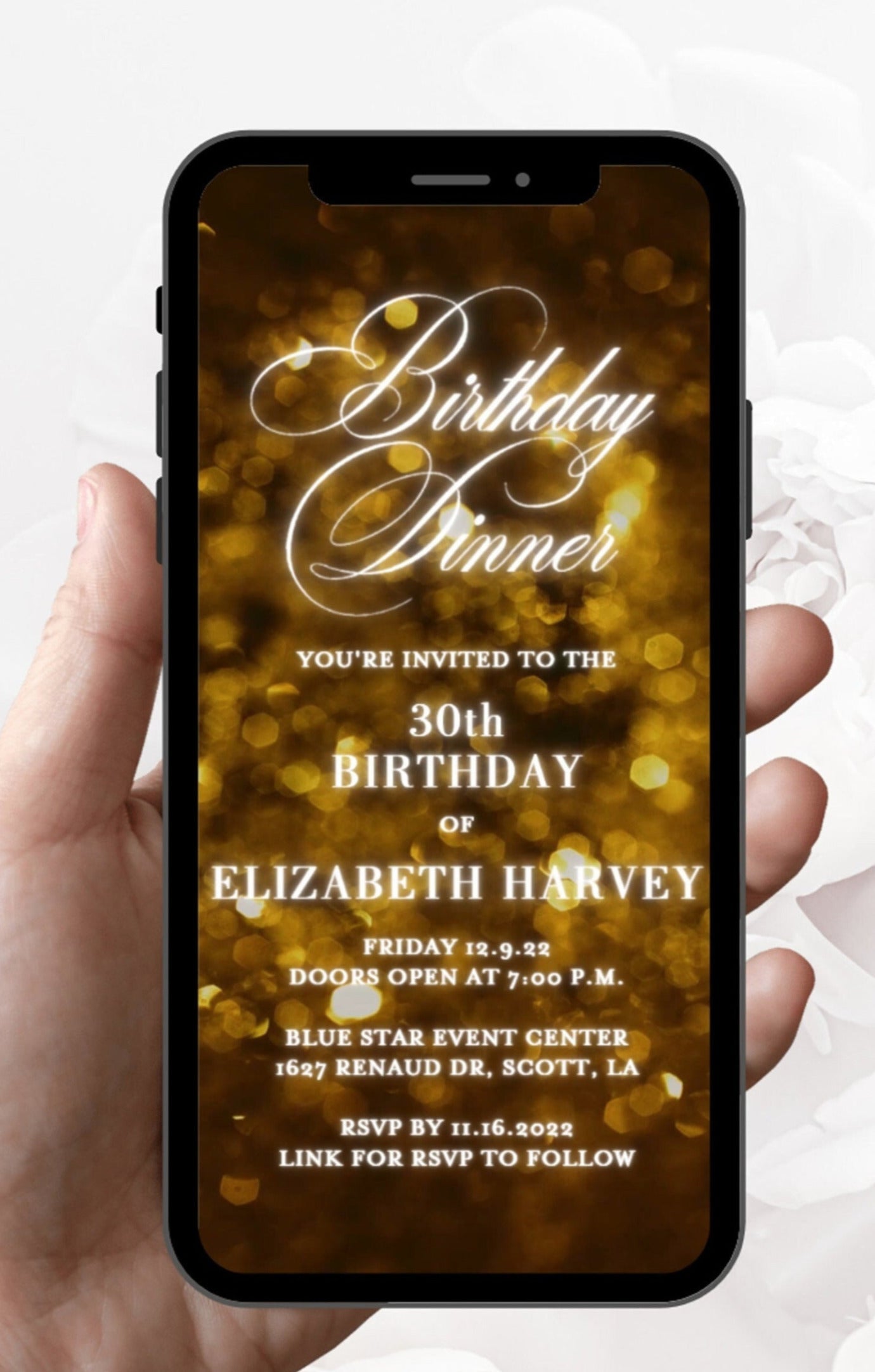 Gold Glitter Birthday Invitation, Any Age Editable Invite Template, Electronic Birthday Invite, Dripping Digital Evite Instant Download  SAVVY PAPER CO