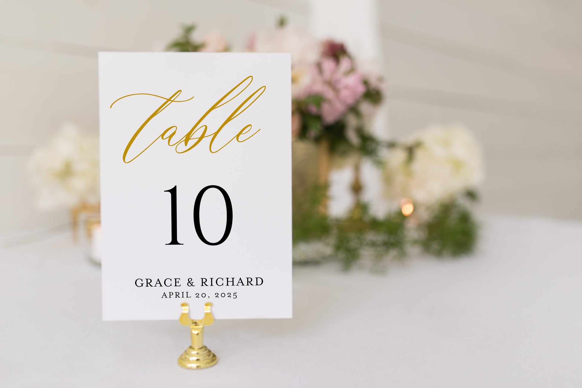 Gold Wedding Table Number, Calligraphy Printable Numbers Printable Instant Download Templett Table Number Cards  -Grace TABLE NUMBERS SAVVY PAPER CO