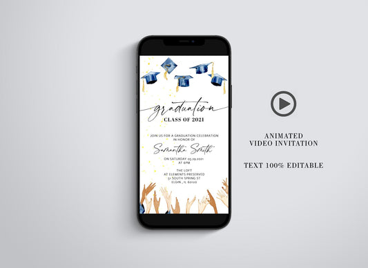 Graduation Party Video Evite, Electronic Graduation Invite, Video Invitation,Animated Invitation,College grad announcement Class of 2021  SAVVY PAPER CO
