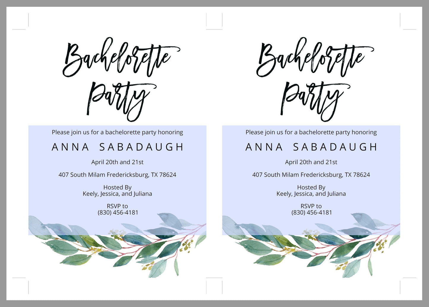 Greenery Bachelorette Party Invite, DIY Editable Instant Download Bachelorette Invites, Invitation Template - ANNA SHOWERS | BACHELORETTE SAVVY PAPER CO