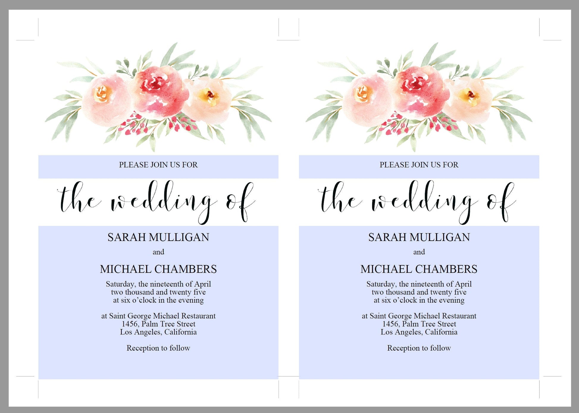 Greenery Blush Wedding Invitation Editable Template, Printable DIY Instant Download Invites, Digital Download Invitations- Sarah WEDDING INVITATIONS SAVVY PAPER CO