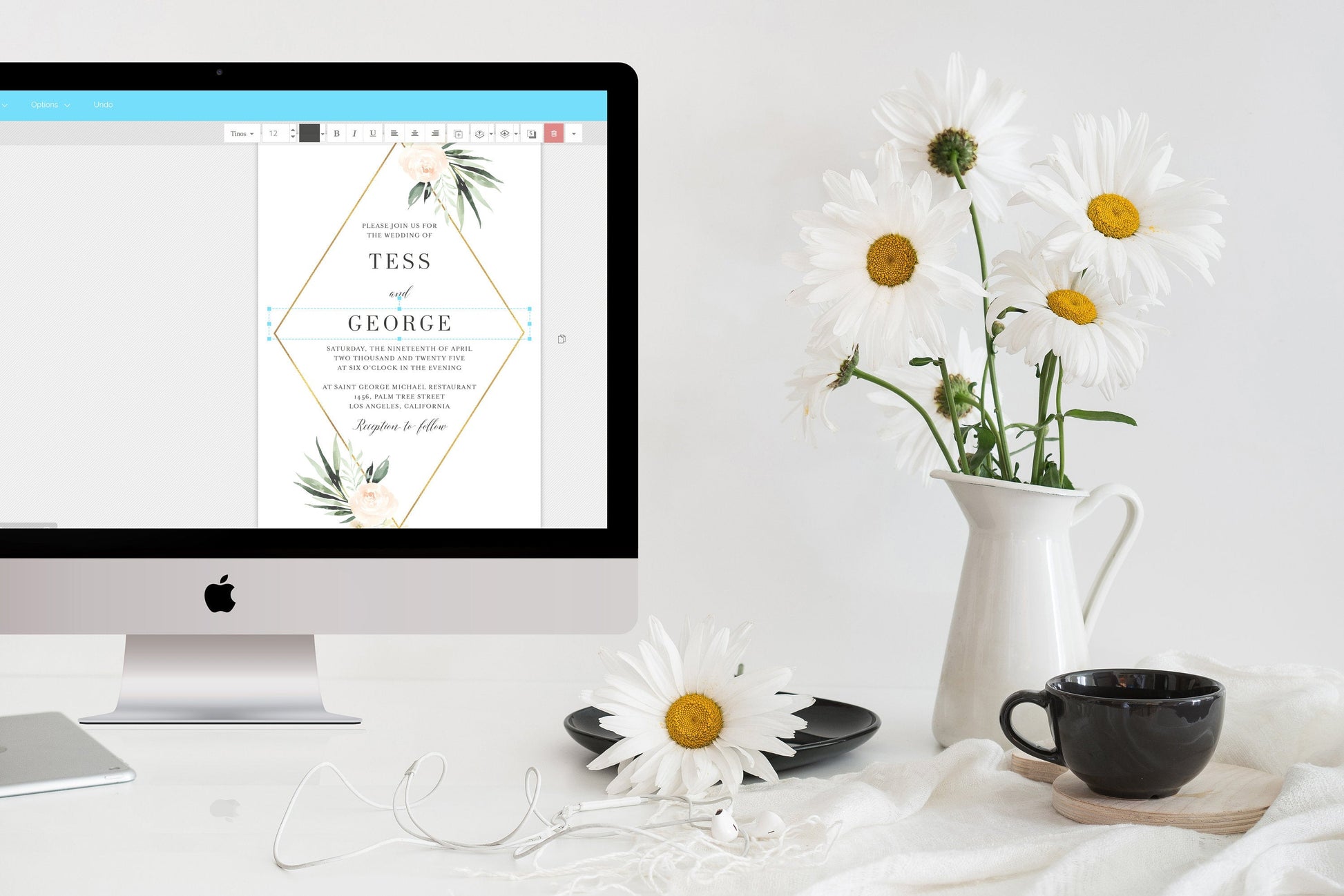 Greenery Blush Wedding Invitation Editable Template, Printable DIY Instant Download Invites, Digital Download Invitations - Tess WEDDING INVITATIONS SAVVY PAPER CO
