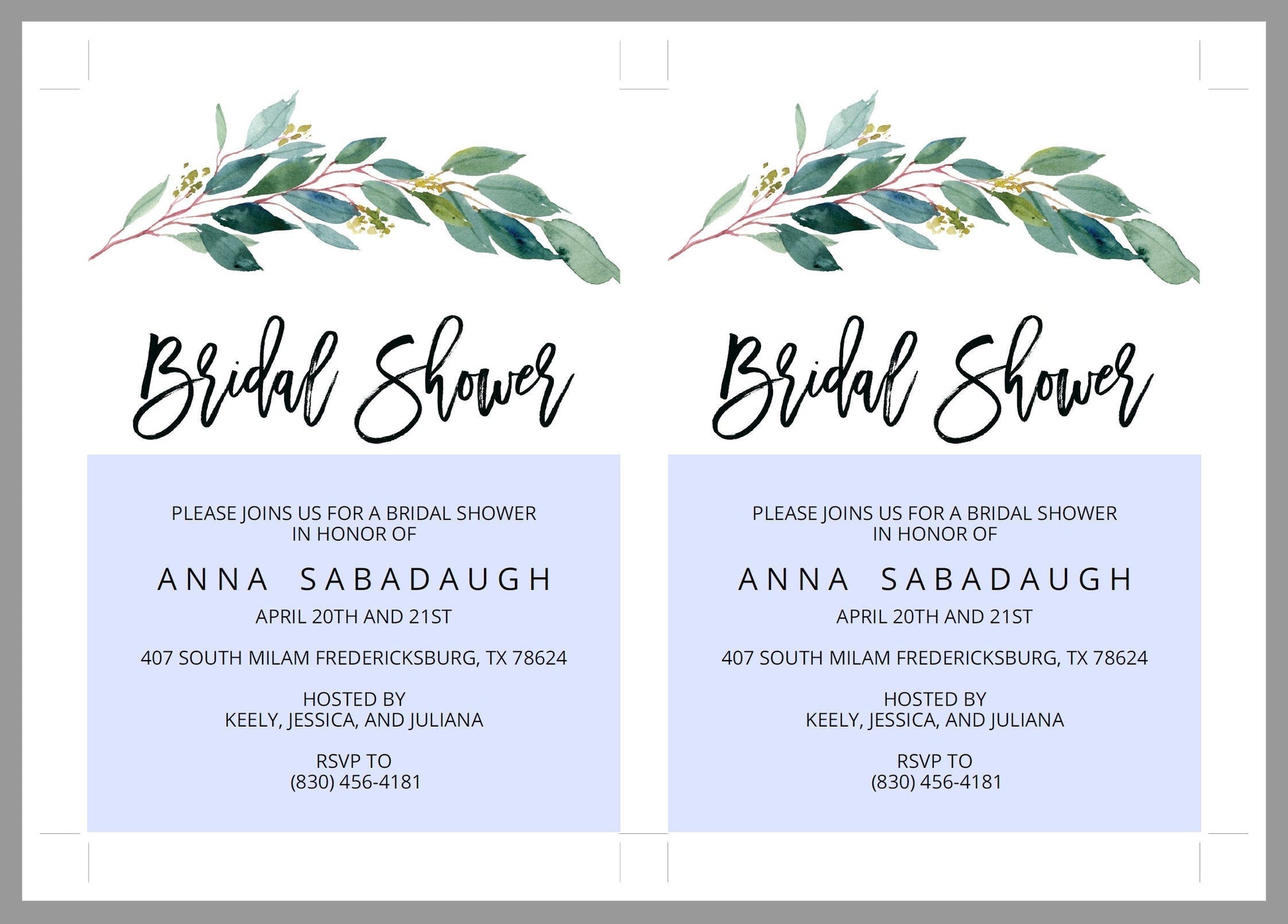 Greenery Bridal Shower Invitation Instant Download Printable Editable Template DIY Bridal Shower Invite - ANNA SHOWERS | BACHELORETTE SAVVY PAPER CO