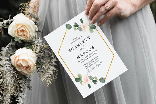 Greenery Floral Wedding Invitation Template Instant Download Templett Printable Wedding Editable - Scarlett WEDDING INVITATIONS SAVVY PAPER CO