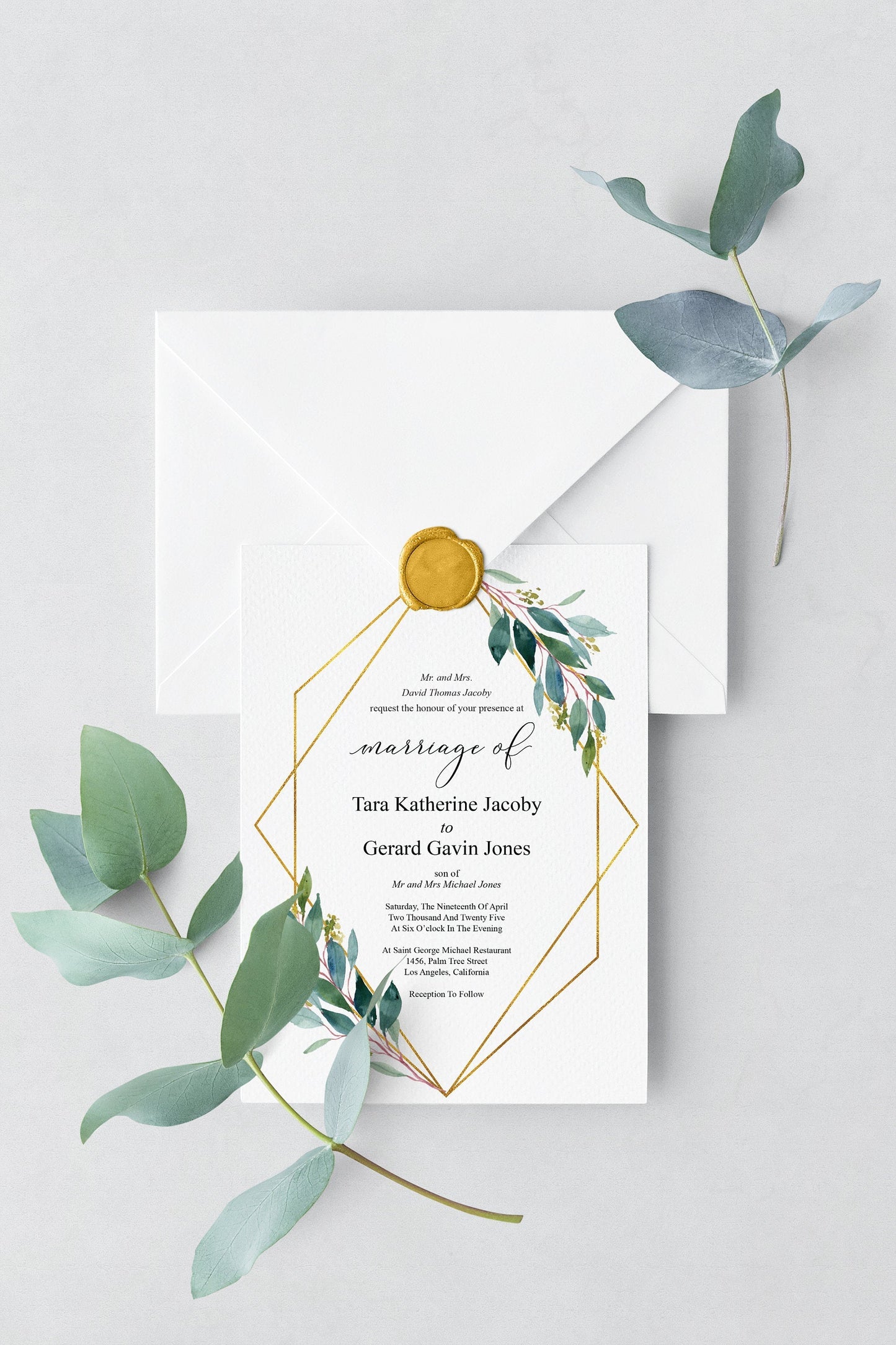Greenery Geometric Wedding Invitation Editable Template, Printable DIY Instant Download Invites, Digital Download Invitations- TARA WEDDING INVITATIONS SAVVY PAPER CO