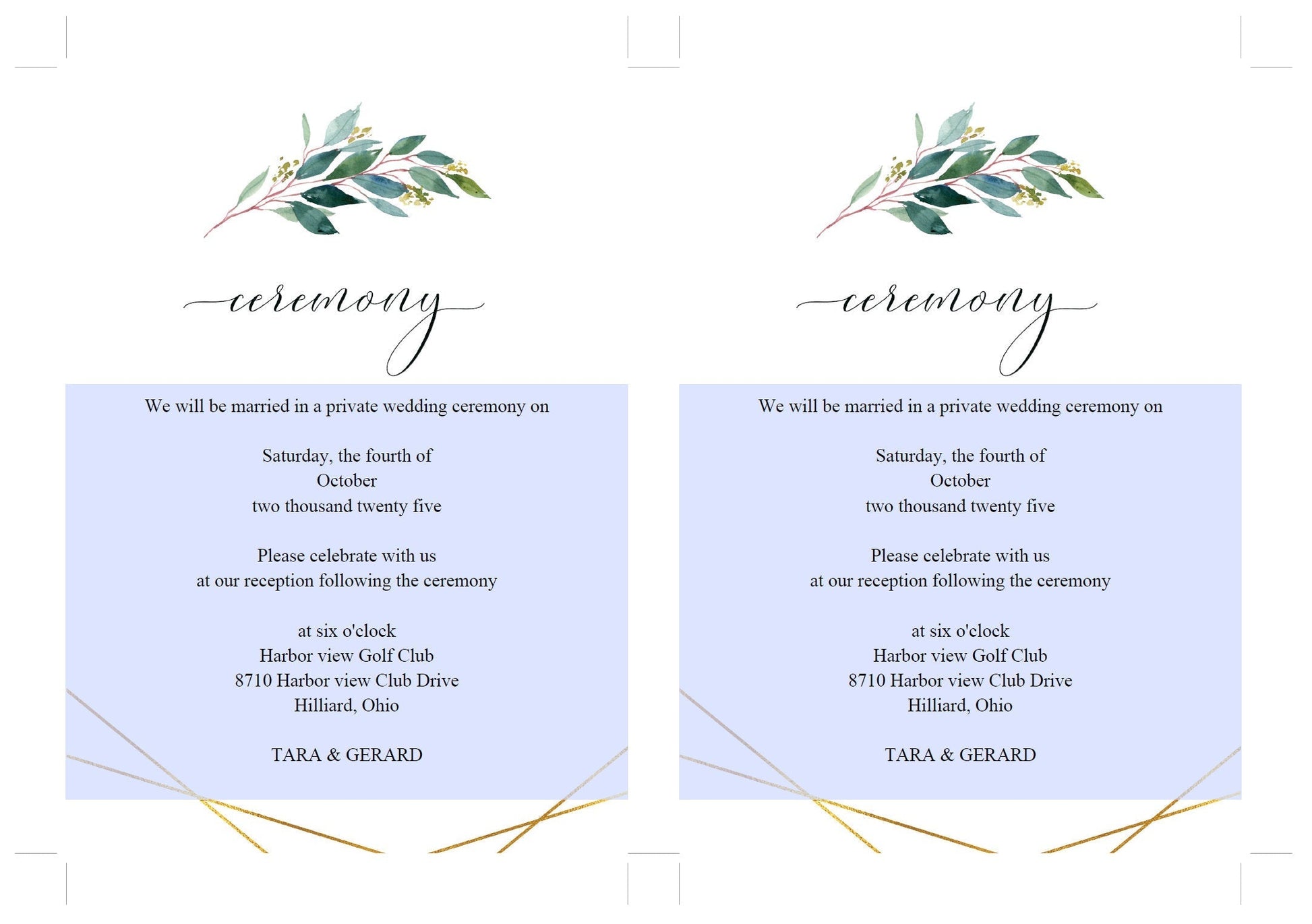 Greenery Gold Wedding Program Template Printable Ceremony Programs Editable Template Instant download - Tara MENU|PROGRAMS|TIMELINE SAVVY PAPER CO