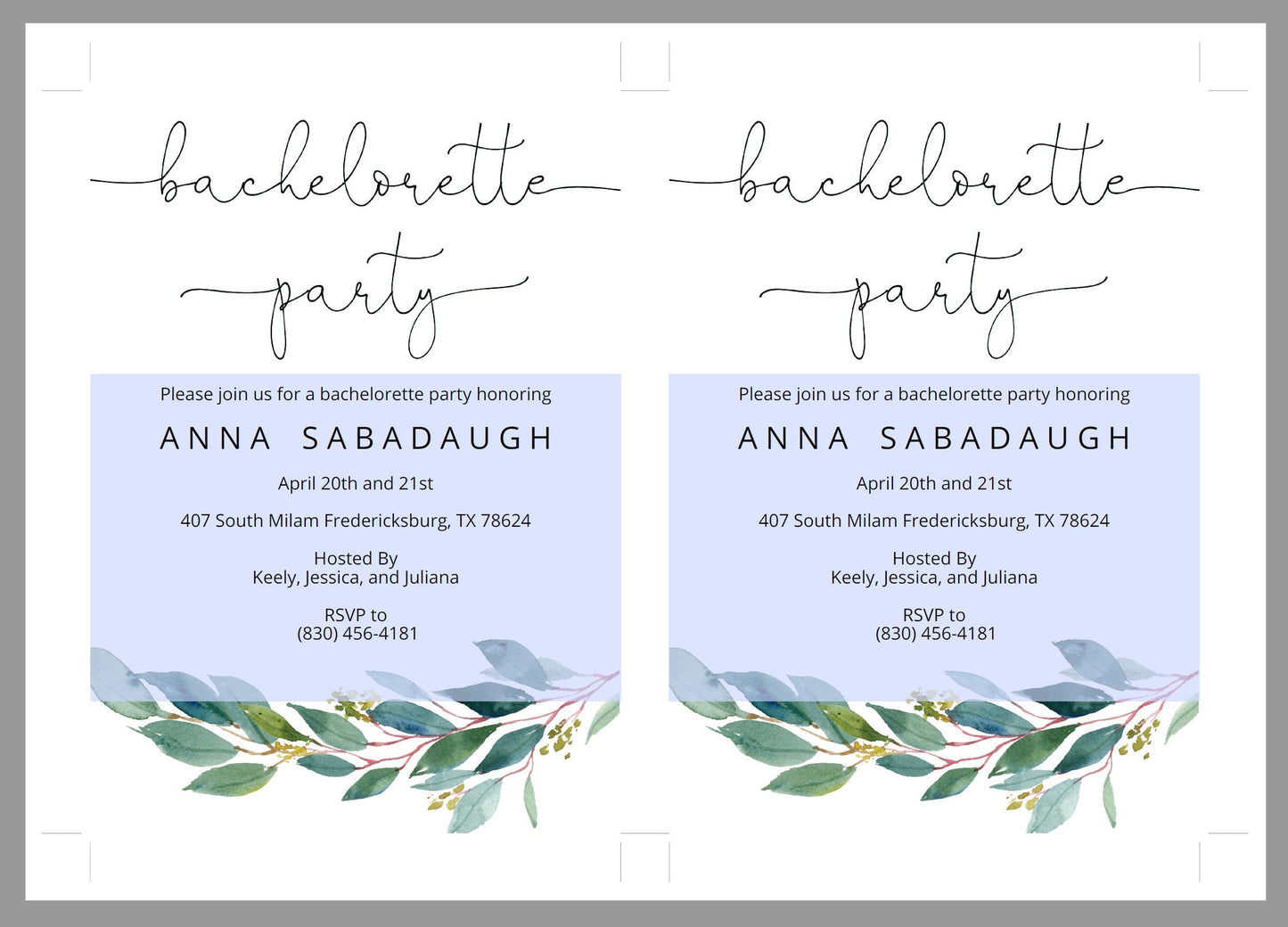 Greenery Watercolor Bachelorette Party Invite,Bride to Be,Itinerary,Printable Invitation,Instant Download,Printable Wedding - ANNA SHOWERS | BACHELORETTE SAVVY PAPER CO