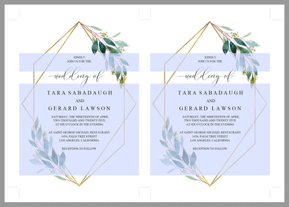 Greenery Wedding Invitation Set Template,Printable Wedding Invitation,Geometric Gold Wedding,Instant Download,Editable Invitation- TARA WEDDING INVITATION SETS SAVVY PAPER CO