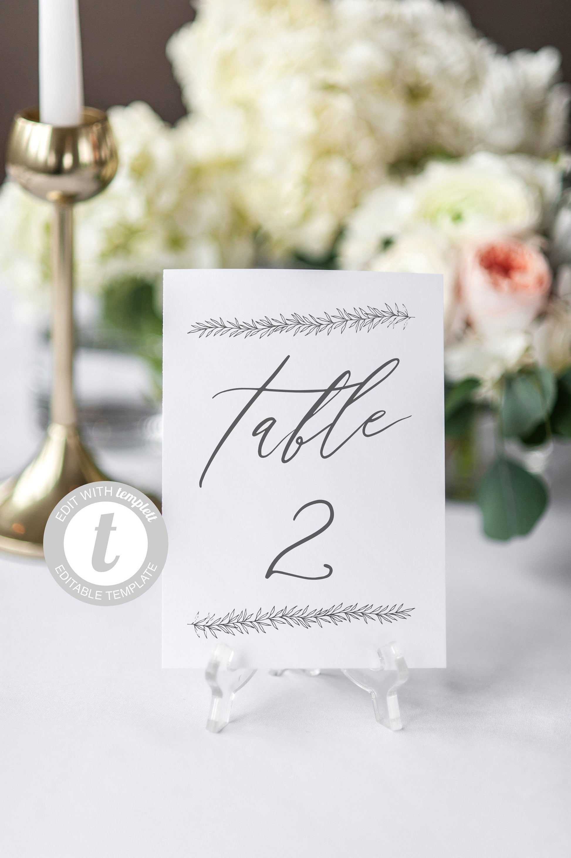 Greenery Wedding Table Number, Calligraphy , Printable, Numbers Printable, Instant Download, Templett, Table Number Cards  -Olivia TABLE NUMBERS SAVVY PAPER CO