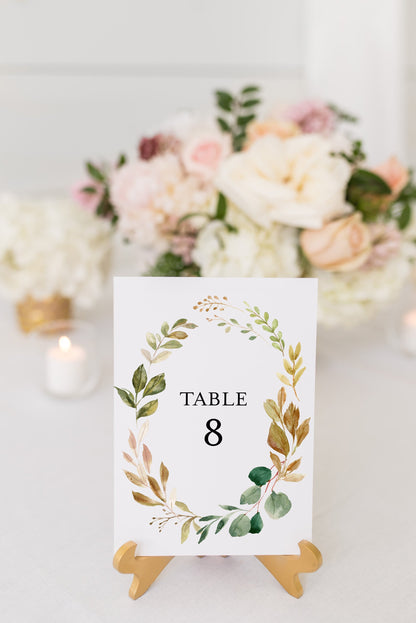 Greenery Wedding Table Number Printable Numbers Printable Instant Download Templett Table Number Cards - Cora TABLE NUMBERS SAVVY PAPER CO
