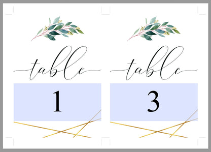 Greenery Wedding Table Number, Wedding Table, Printable Numbers, Instant Download,DIY Table Numbers, Cards, Gold, Geometric  -TARA TABLE NUMBERS SAVVY PAPER CO