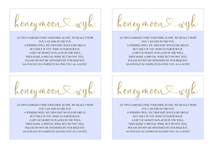 Honeymoon Wishing Well Card Template, Honeymoon Wish, Honeymoon Fund, Honeymoon Request, Wish Card, Wedding Insert, Gold  - Heather TAGS | TY | INSERTS SAVVY PAPER CO