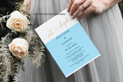 Just Eloped Wedding Invitation Template, Editable,Printable, Calligraphy, Heart, Wedding Announcement, Elopement, we eloped - Heather ELOPEMENT SAVVY PAPER CO