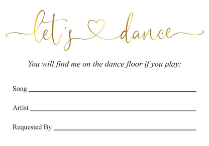 Let's dance card, Song Request Insert Card Template, Dancing Card, Dance Card, RSVP, Wedding Song Request, Gold  - Heather TAGS | TY | INSERTS SAVVY PAPER CO