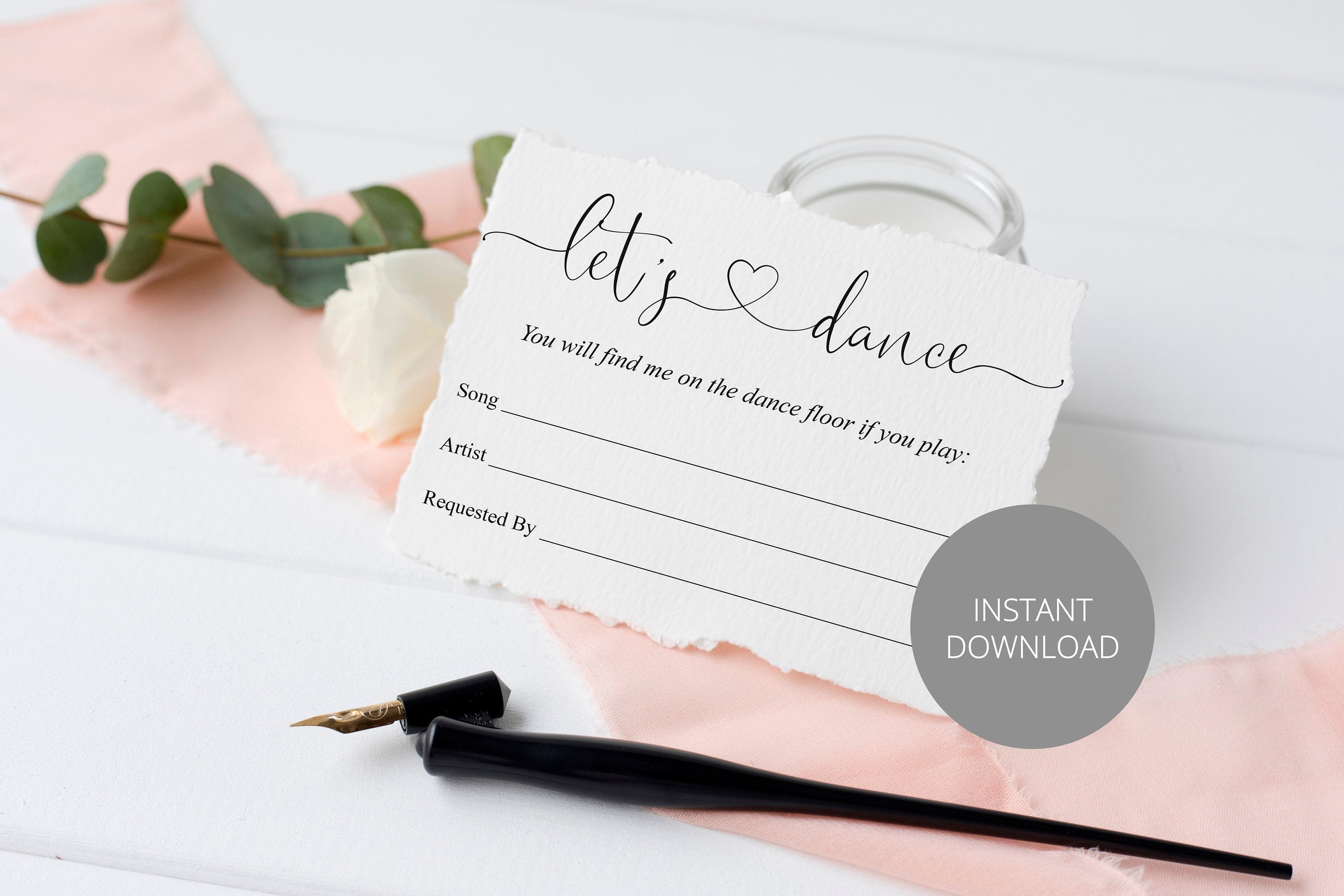 Let's dance card, Song Request Insert Card Template, Dancing Card, Dan ...