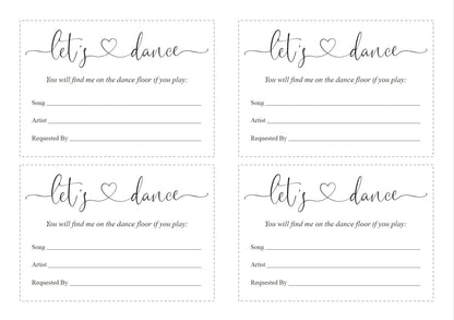 Let's dance card, Song Request Insert Card Template, Dancing Card, Dance Card, RSVP, Wedding Song Request, Rustic  - Heather TAGS | TY | INSERTS SAVVY PAPER CO