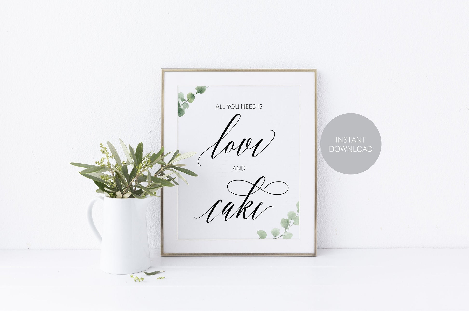 Love and Cake Sign, Cake Table Sign, Reception Decor, Wedding Sign,Greenery Wedding, Wedding Printable, Rustic Wedding, Instant Download SIGNS | PHOTO BOOTH SAVVY PAPER CO