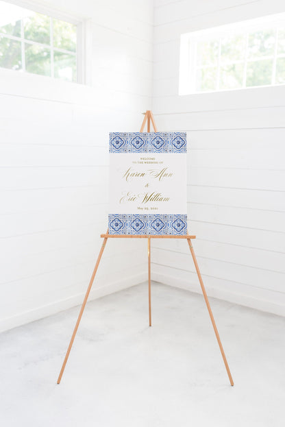 Mediterranean Wedding Welcome Sign Template, Tiles Wedding Welcome, Greek Wedding Welcome, Printable Welcome Sign, Editable Templett  - JUDY  SAVVY PAPER CO