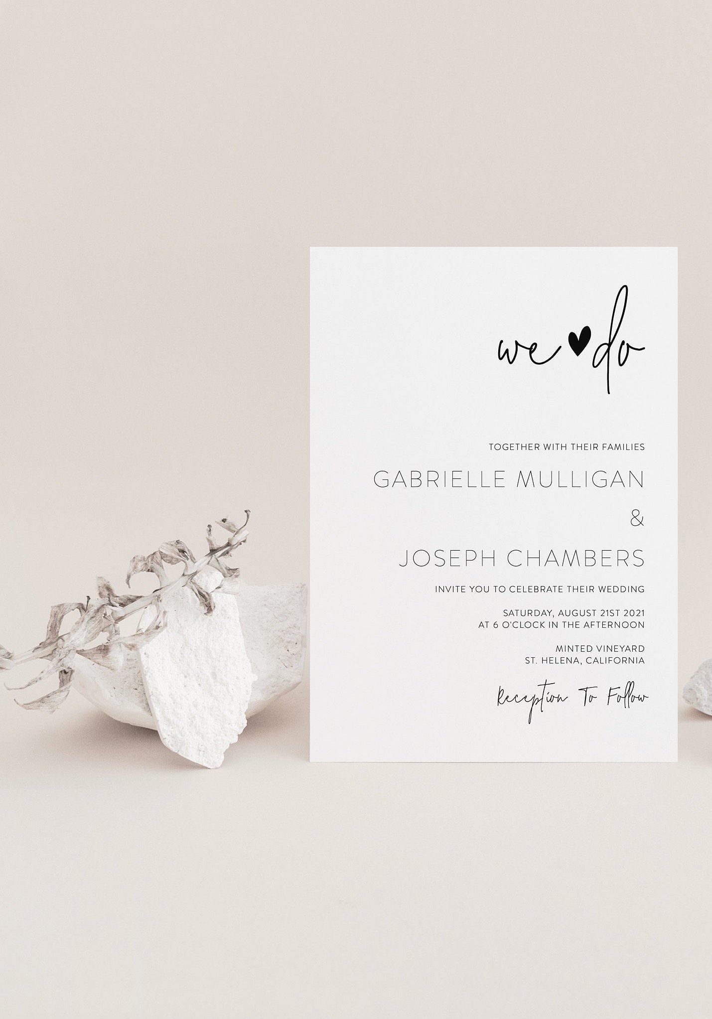 Minimalist Wedding Invitation Template, Printable Invite, Simple Wedding Invites Editable Wedding Invitations - GAB WEDDING INVITATIONS SAVVY PAPER CO
