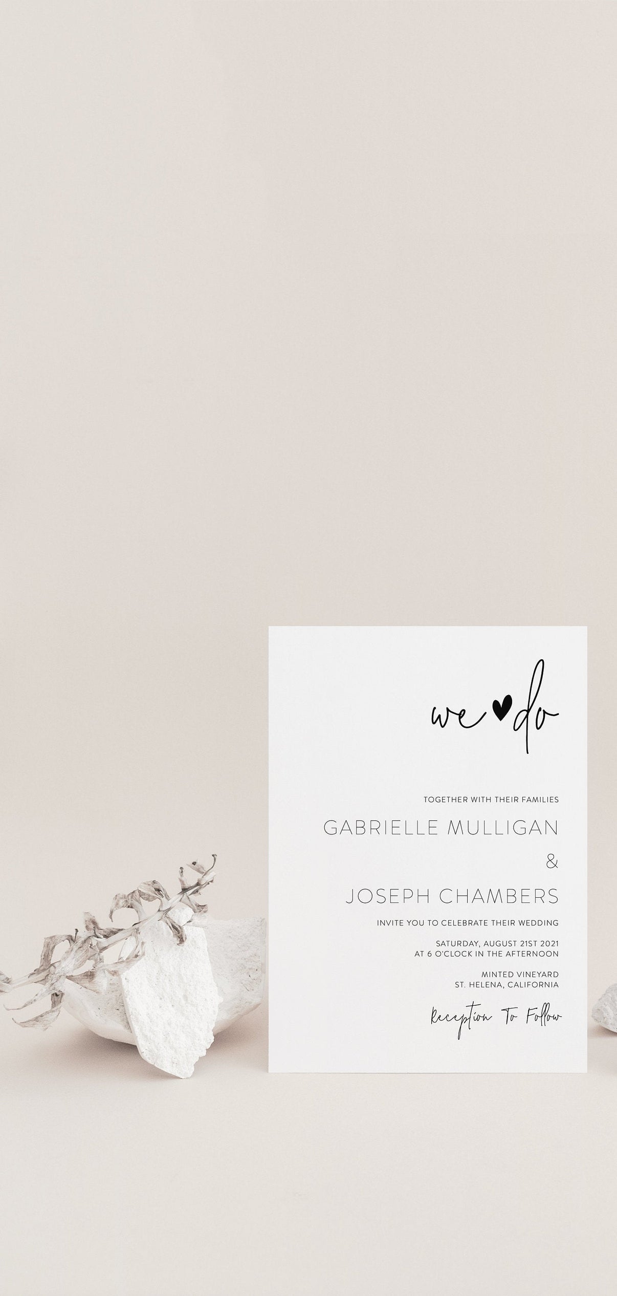 Minimalist Wedding Invitation Template, Printable Invite, Simple Weddi ...