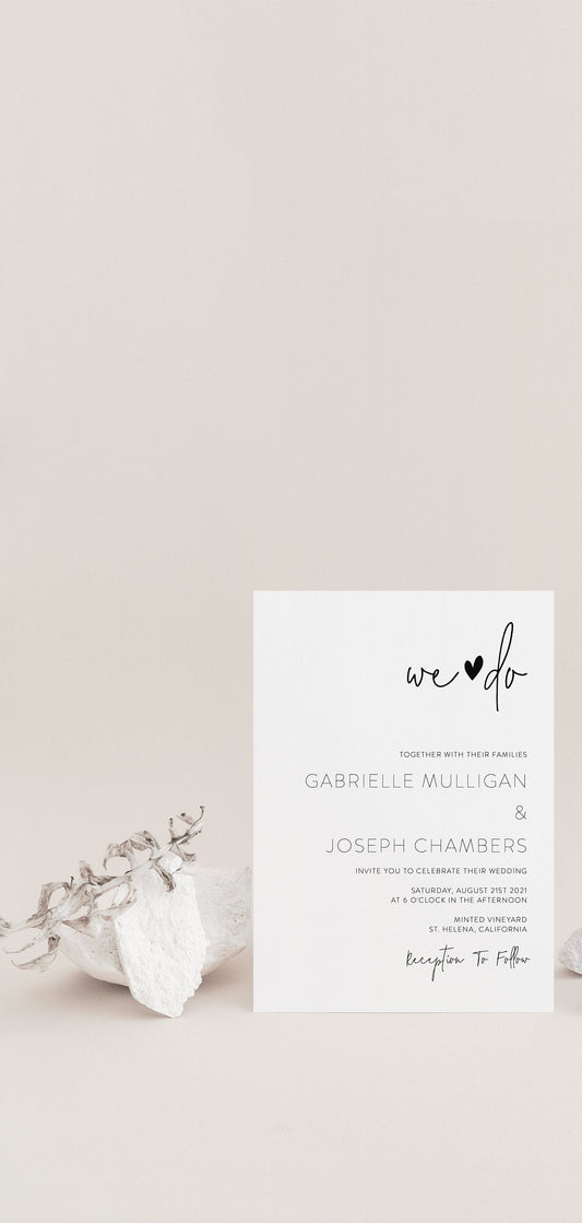 Minimalist Wedding Invitation Template, Printable Invite, Simple Wedding Invites Editable Wedding Invitations - GAB WEDDING INVITATIONS SAVVY PAPER CO