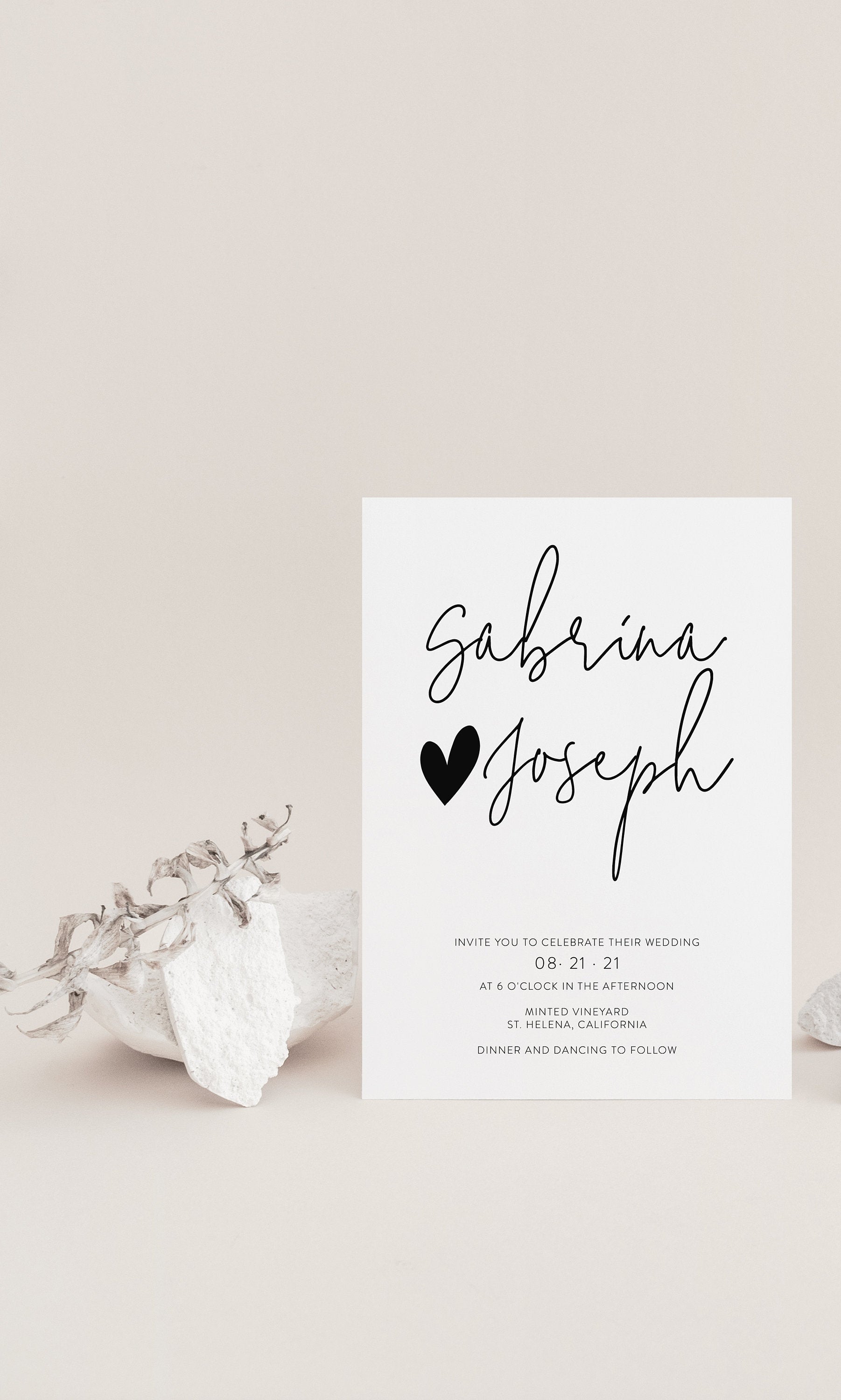 Minimalist Wedding Invitation Template, Printable Invite, Simple Wedding Invites Editable Wedding Invitations - GAB WEDDING INVITATIONS SAVVY PAPER CO