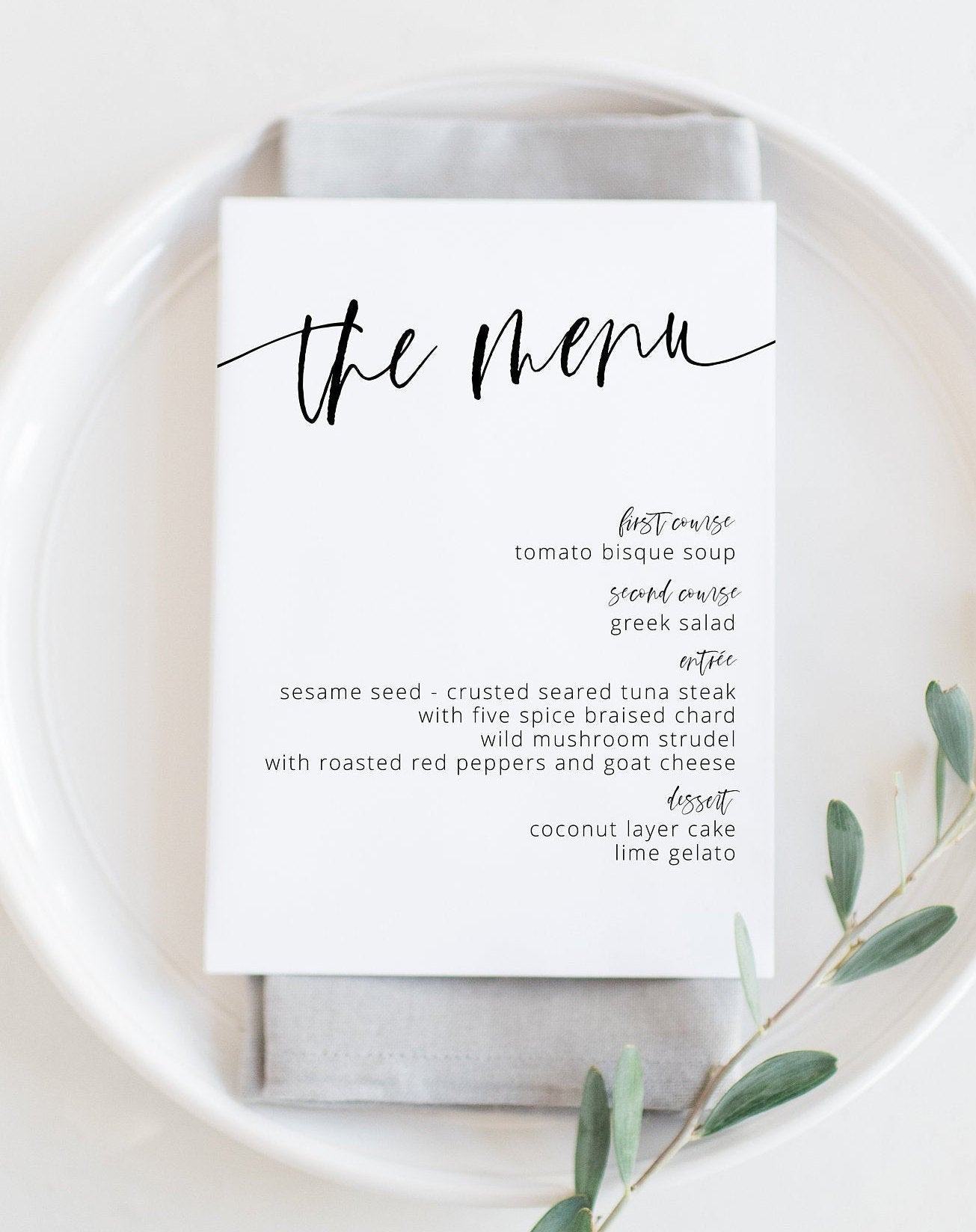 Minimalist Wedding Menu Printable Wedding Menu Template Printable Menu Card Instant Download Editable Templett - Eileen MENU|PROGRAMS|TIMELINE SAVVY PAPER CO