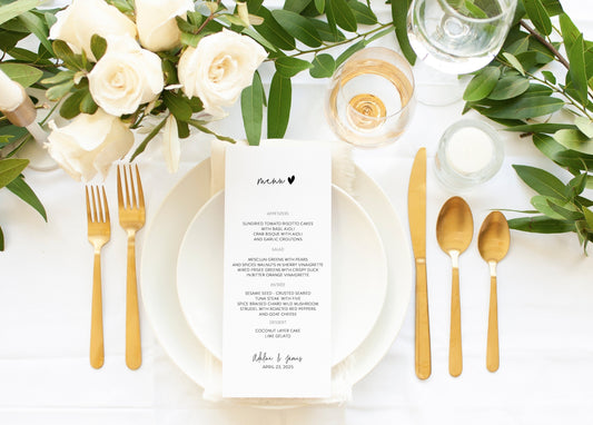 Minimalist Wedding Menu Printable Wedding Menu Template Printable Menu Card Instant Download Editable Templett - GAB MENU|PROGRAMS|TIMELINE SAVVY PAPER CO