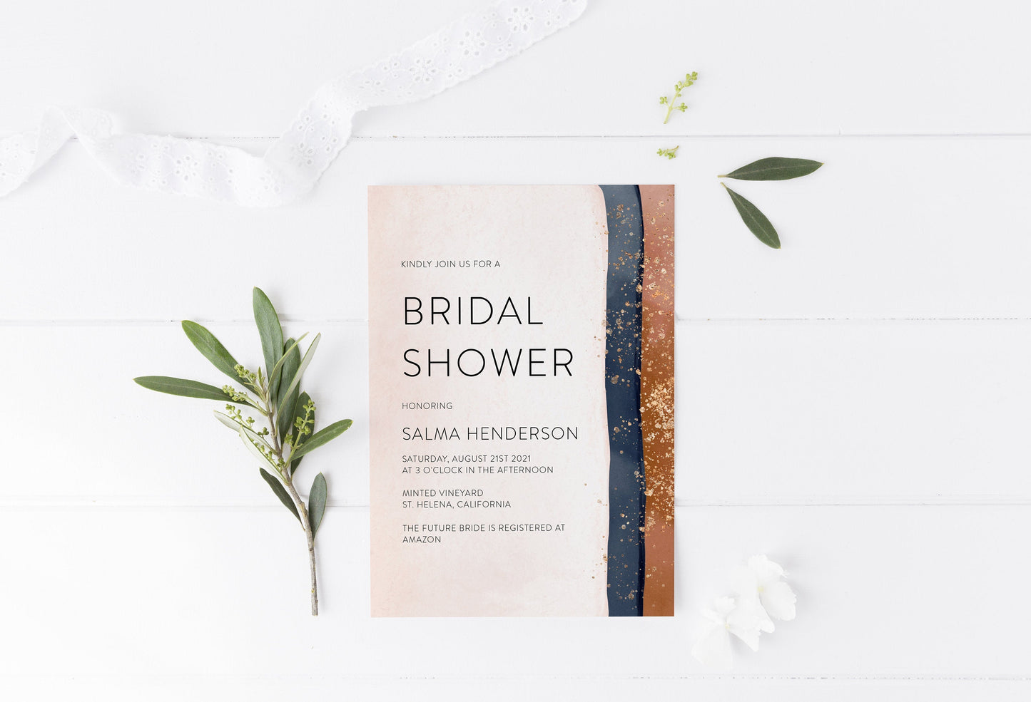 Modern Abstract Bridal Shower Invitation, DIY Editable Invite Template Instant Download Invites - Salma SHOWERS | BACHELORETTE SAVVY PAPER CO