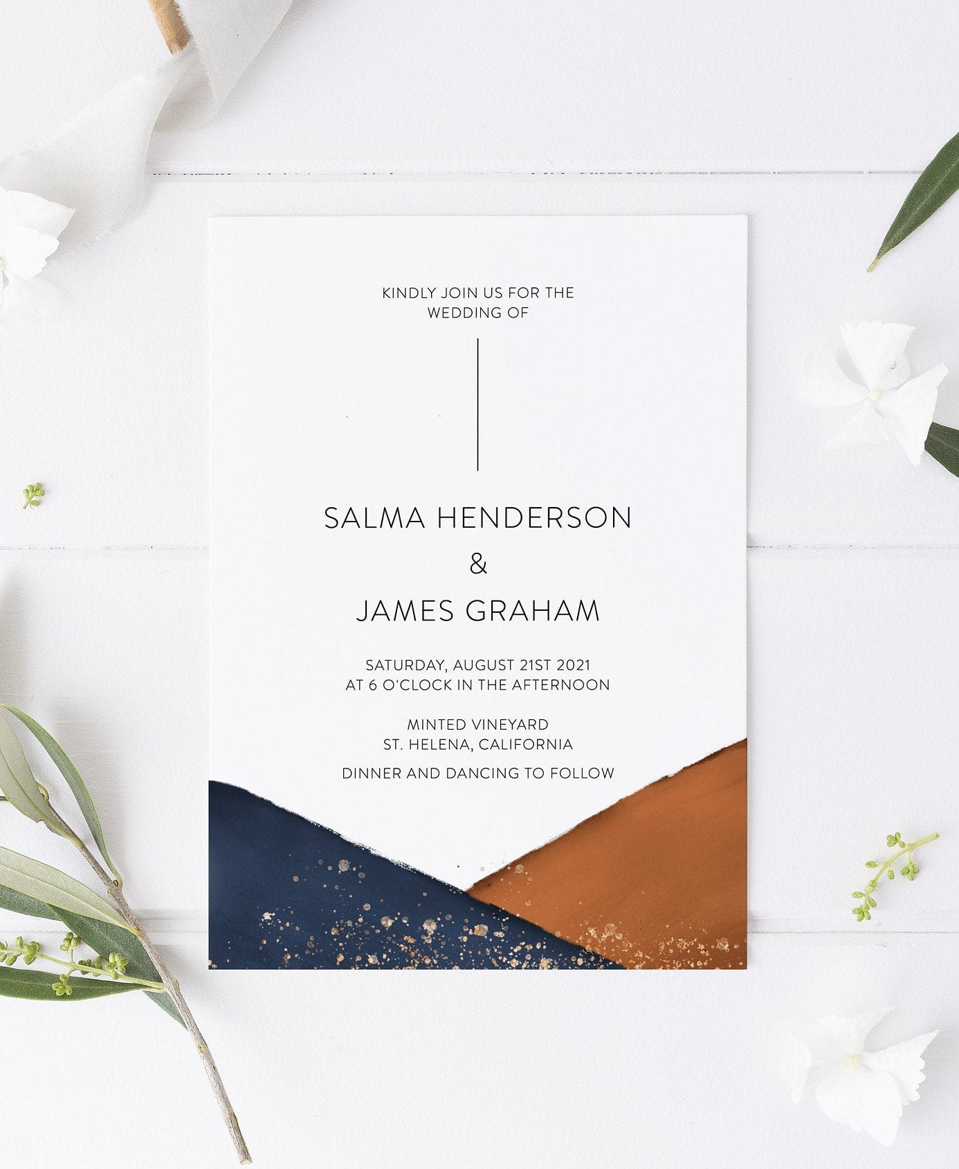 Modern Abstract Wedding Invitation Template Instant Download Templett Printable Wedding Editable - Salma WEDDING INVITATIONS SAVVY PAPER CO