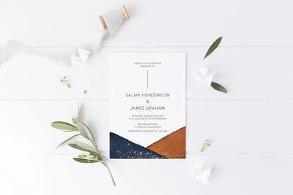 Modern Abstract Wedding Invitation Template Instant Download Templett Printable Wedding Editable - Salma WEDDING INVITATIONS SAVVY PAPER CO