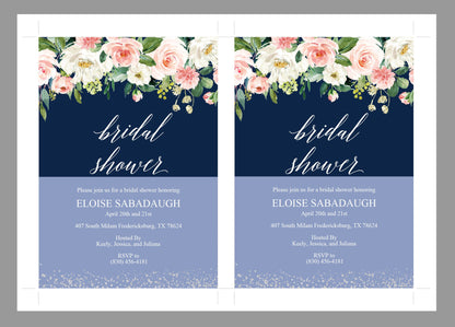Navy Blue Bridal Shower Invitation Instant Download Printable Editable Template DIY Bridal Shower Inviter  - Eloise SHOWERS | BACHELORETTE SAVVY PAPER CO