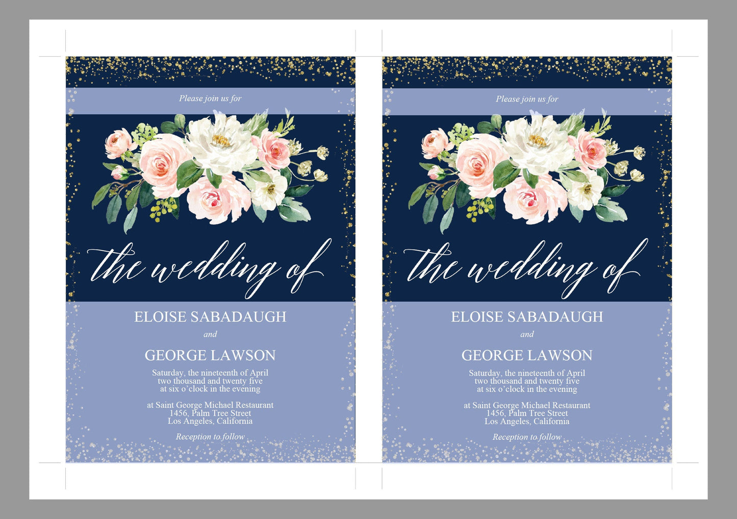 Navy Blue Floral Wedding Invitation Editable Template, Printable DIY Instant Download Invites, Digital Download Invitations-Eloise WEDDING INVITATIONS SAVVY PAPER CO