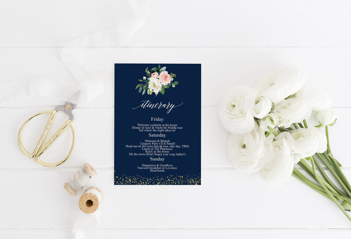 Navy Gold Bachelorette Party Invite, DIY Editable Instant Download Bachelorette Invites, Invitation Template - Eloise SHOWERS | BACHELORETTE SAVVY PAPER CO