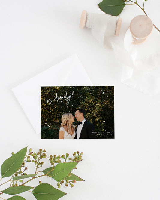 Nothing Fancy Just Love Elopement Template with Photo, Elopement Cards, Photography, Instant Download - MIRA  SAVVY PAPER CO