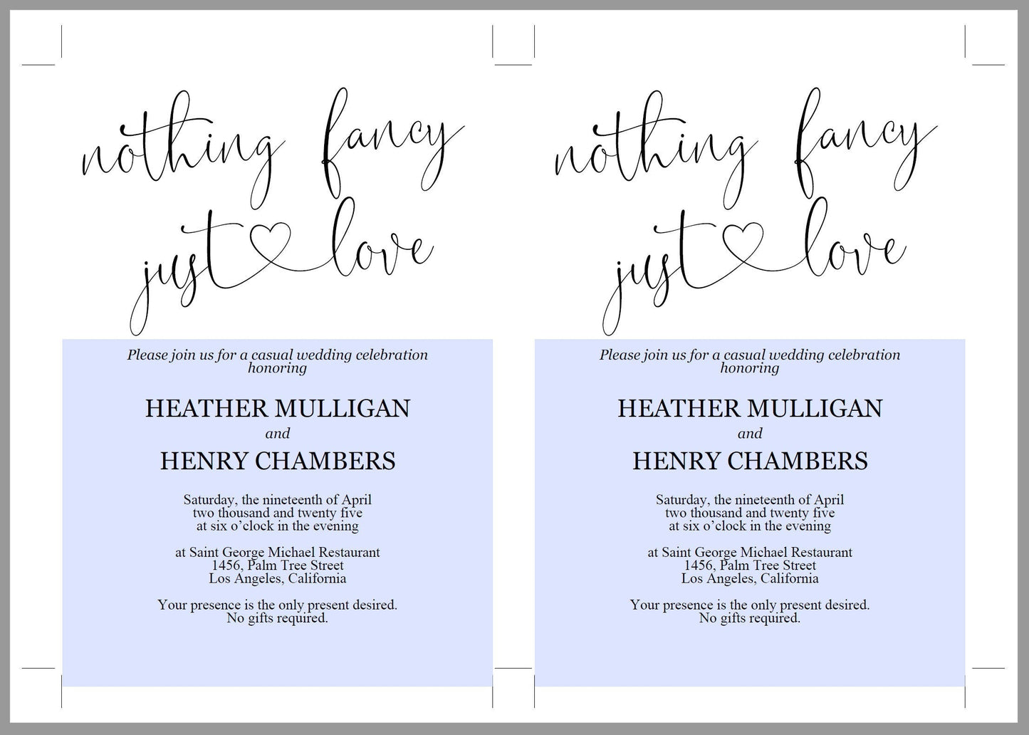 Nothing Fancy just Love Wedding Invitation Template, Editable,Printable,Calligraphy,Heart,Wedding Announcement,Elopement,we eloped - Heather ELOPEMENT SAVVY PAPER CO