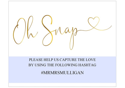 Oh Snap Sign, Gold Hashtag Sign,Instant Download,Wedding, Instagram Sign, Printable Wedding, Wedding Signage, Wedding Decor -Heather SIGNS | PHOTO BOOTH SAVVY PAPER CO