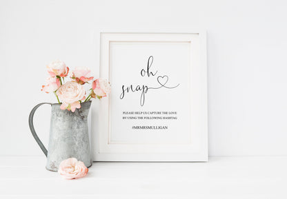 Oh Snap Sign, Rustic Hashtag Sign,Instant Download,Wedding, Instagram Sign, Printable Wedding, Wedding Signage, Wedding Decor -Heather SIGNS | PHOTO BOOTH SAVVY PAPER CO