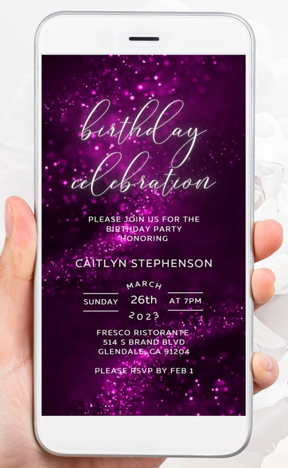 Pink Digital Birthday Dinner Invitation template for women electronic invitations any age edit in Canva evite send online instant download SAVVY PAPER CO