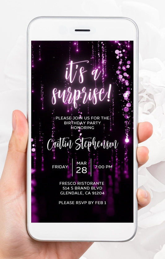 Pink Digital Birthday Party Invitation template for women electronic invitations any age edit in Canva evite send online instant download SAVVY PAPER CO