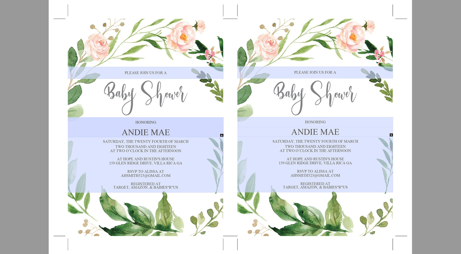 Printable Baby Shower Invitation Template, Floral, Greenery, Baby Shower invite, Gender Neutral, Invitation, Baby Shower Invites,Invite #WB2  SAVVY PAPER CO