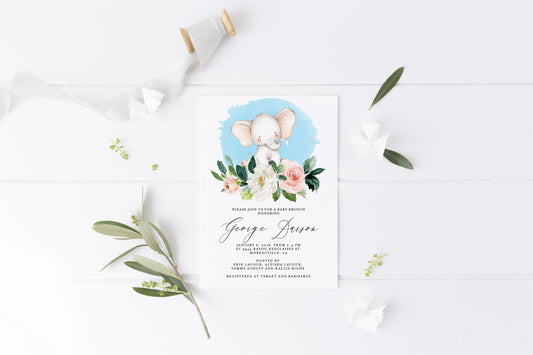 Printable Baby Shower Invite Templett Greenery Invitation Baby Brunch Invite Boy Invitation Template #WB5  SAVVY PAPER CO