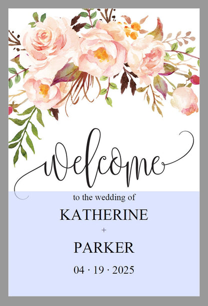 Printable Blush Floral Wedding Welcome Sign Editable Template Instant Download -KATHERINE SIGNS | PHOTO BOOTH SAVVY PAPER CO