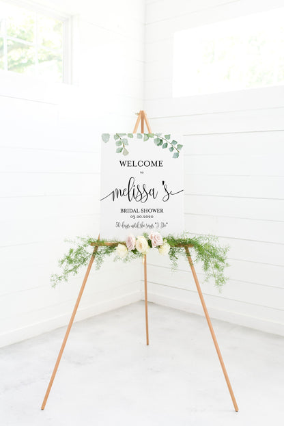Printable Bridal Shower Welcome Sign Template Editable Instant Download Wedding Décor Greenery - Melissa SHOWER/BACH SIGNS SAVVY PAPER CO