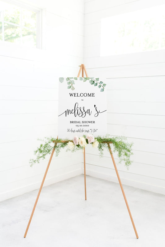 Printable Bridal Shower Welcome Sign Template Editable Instant Download Wedding Décor Greenery - Melissa SHOWER/BACH SIGNS SAVVY PAPER CO