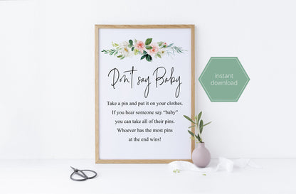 Printable Don't Say Baby Game, Baby Shower Game, Instant Download, Clothespin Game, Diaper Pin Game, Clothes Pin Game, Games,Activity - EV23  SAVVY PAPER CO