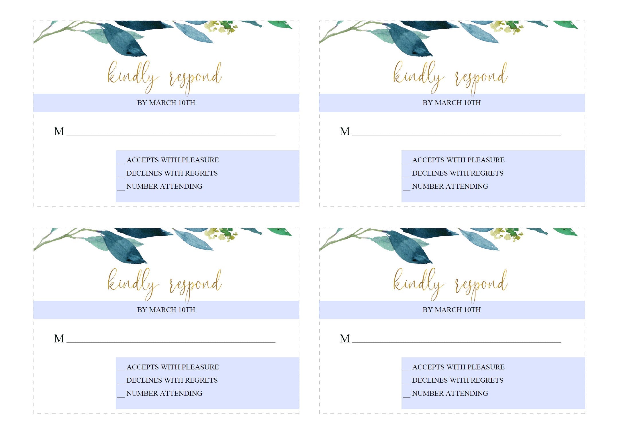 Printable Dusty Blue Wedding Invitation Set Editable Template, DIY Ins ...