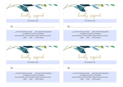 Printable Dusty Blue Wedding Invitation Set Editable Template, DIY Instant Download Invites, Invitation Suite- Elaine WEDDING INVITATION SETS SAVVY PAPER CO