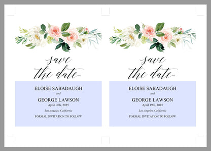 Printable Floral Save-the-Date Template, Engagement Invite, PDF Instant Download, Greenery, Wedding Announcement  - Eloise SAVE THE DATES SAVVY PAPER CO